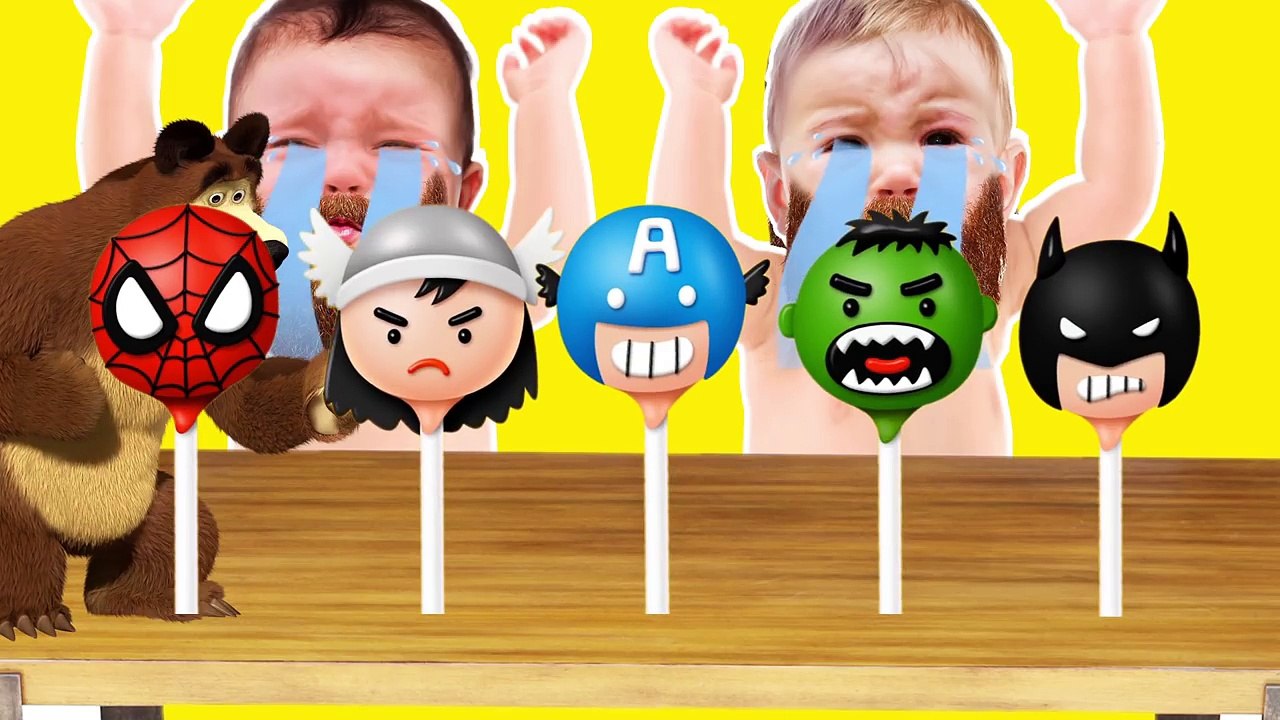 Bad Baby Crying and Learn Colors Colorful Super Hero's Kids Cake Pop Finger Family Songs Collection
