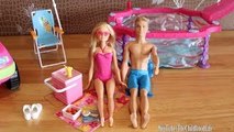 Barbie and Ken go Picnic & Swimming - Play Barbie Picnic Set and Swimming Pool Kids Toys