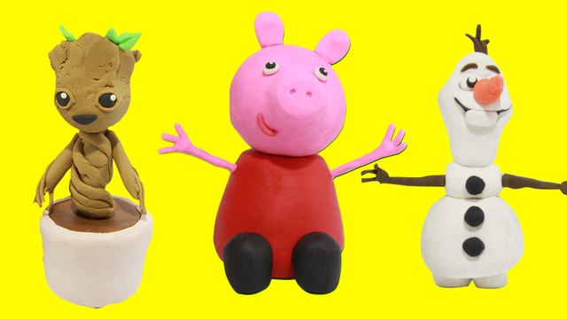 Peppa Pig Olaf- Minions-Groot Play Doh Stop Motion- Ikid TV