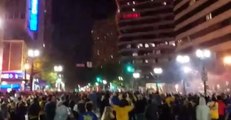 Warriors Fans Celebrate on Oakland Streets Following Championship Win