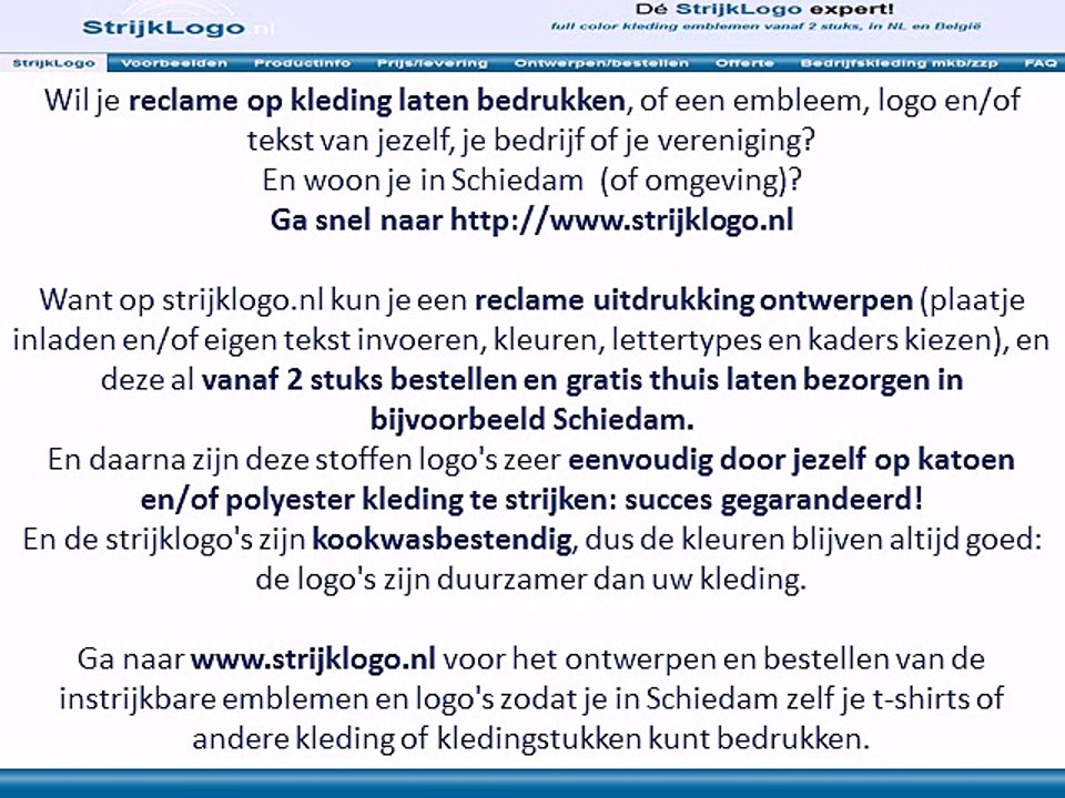 Reclame kleding bedrukken Schiedam