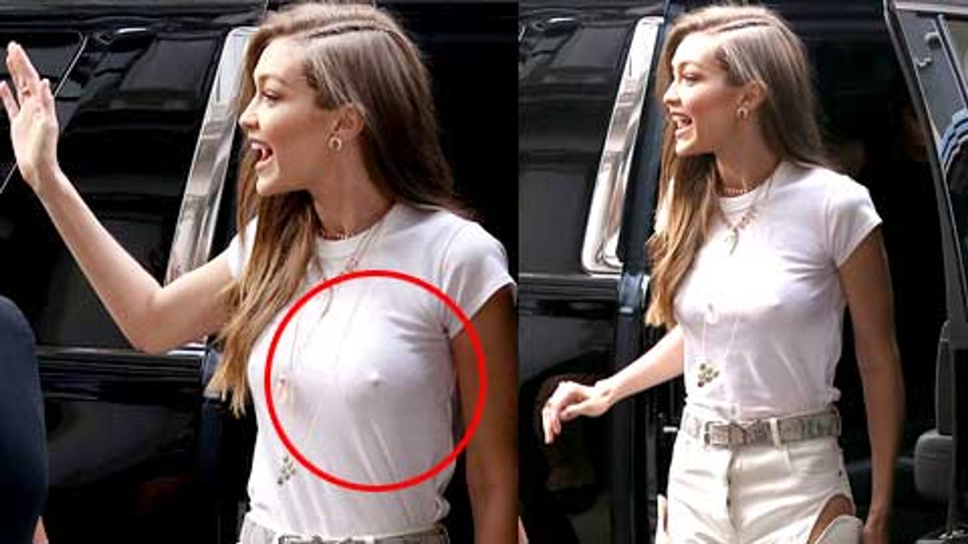 Gigi Hadid flashes her bra in TINY shirt as she steps out in NYC