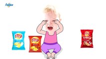 Bad Baby crying and learn colors-Colorful Chips Lays vs Superman- Finger Fa