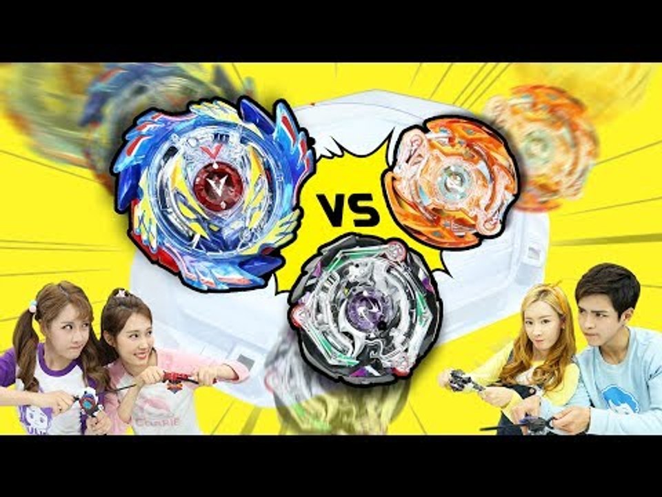 캐리 엘리 줄리 캐빈의 '고~ 슛!' 베이블레이드 버스트 갓 시리즈 팽이 대결(Bey...