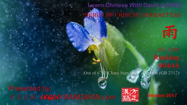 Origin of Chinese Characters - 0444 雨 yǔ rain - Learn Chinese with Flash Cards