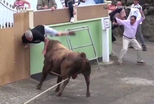 Kızgın Boğa, Kendisini Videoya Alan Adamı Hastanelik Etti