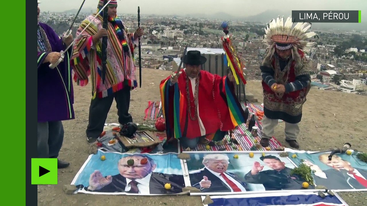 Pérou : apaisant des conflits, les chamans enfument des portraits de Trump, Jong-un, Poutine et Maduro