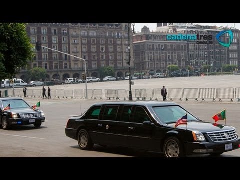 Llega el presidente Barack Obama a Palacio Nacional en La bestia / Obama visits Mexico