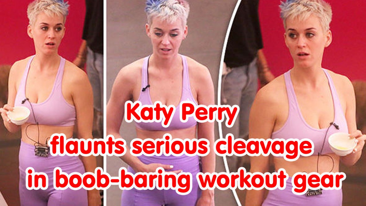 Katy Perry flaunts serious cleavage in boob-baring workout gear