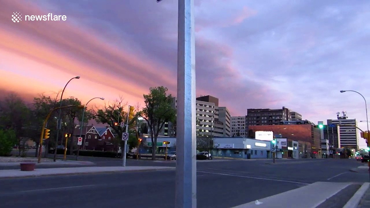 Beautiful pink roll cloud appears over Saskatchewan