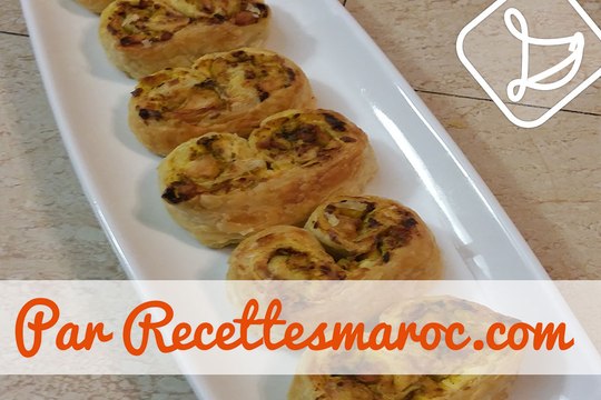 Palmiers Feuilletés au Poulet & Fromage - Savory Chicken & Cheese Palmiers - بالميي مالح