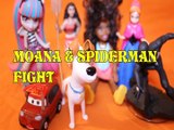 Toy MOANA & SPIDERMAN FIGHT   ROCHELLE CAR 3 MAX TSLOP BARBIE CHELSEA CLUB SASHA ANNA DISNEY FROZEN