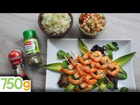 Brochettes de gambas grillées aux herbes de Provence et sauce salsa maison - 750g