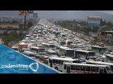 Caos vial en la autopista México-Puebla por bloqueo