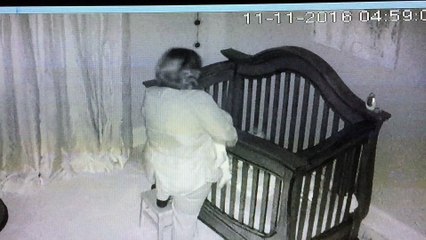 Grandma falls into crib
