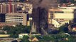 Aerials footage of huge fire in west London