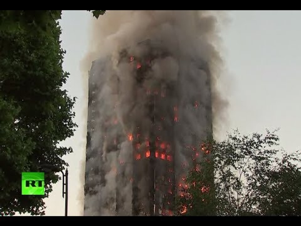 (DISTURBING) Person trapped in burning Grenfell tower block in west London