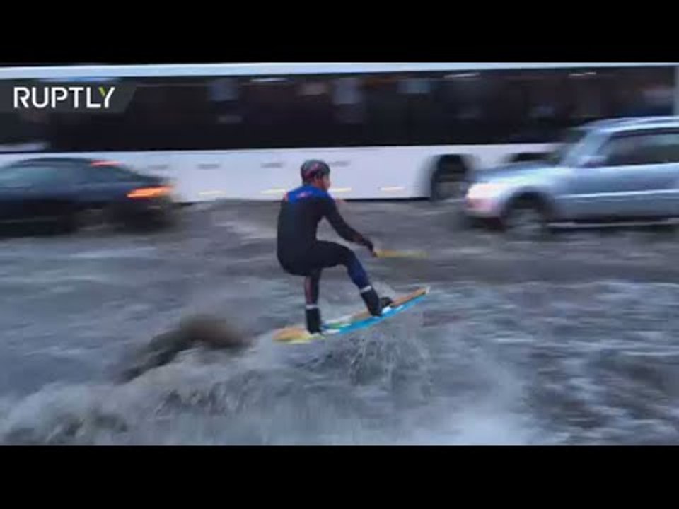 Urban Wakeboarding: Month's worth of rain falls in one day in Moscow