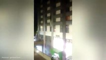 trapped residents use blanket as rope to escape burning tower