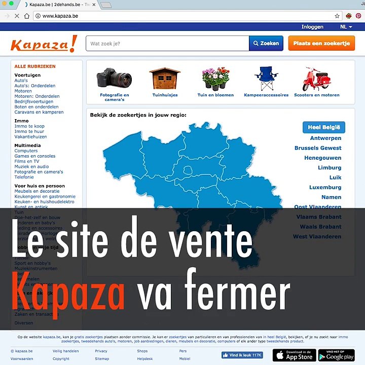 Kapaza cest fini. Tu seras bientôt renvoyé vers 2ememain.be
