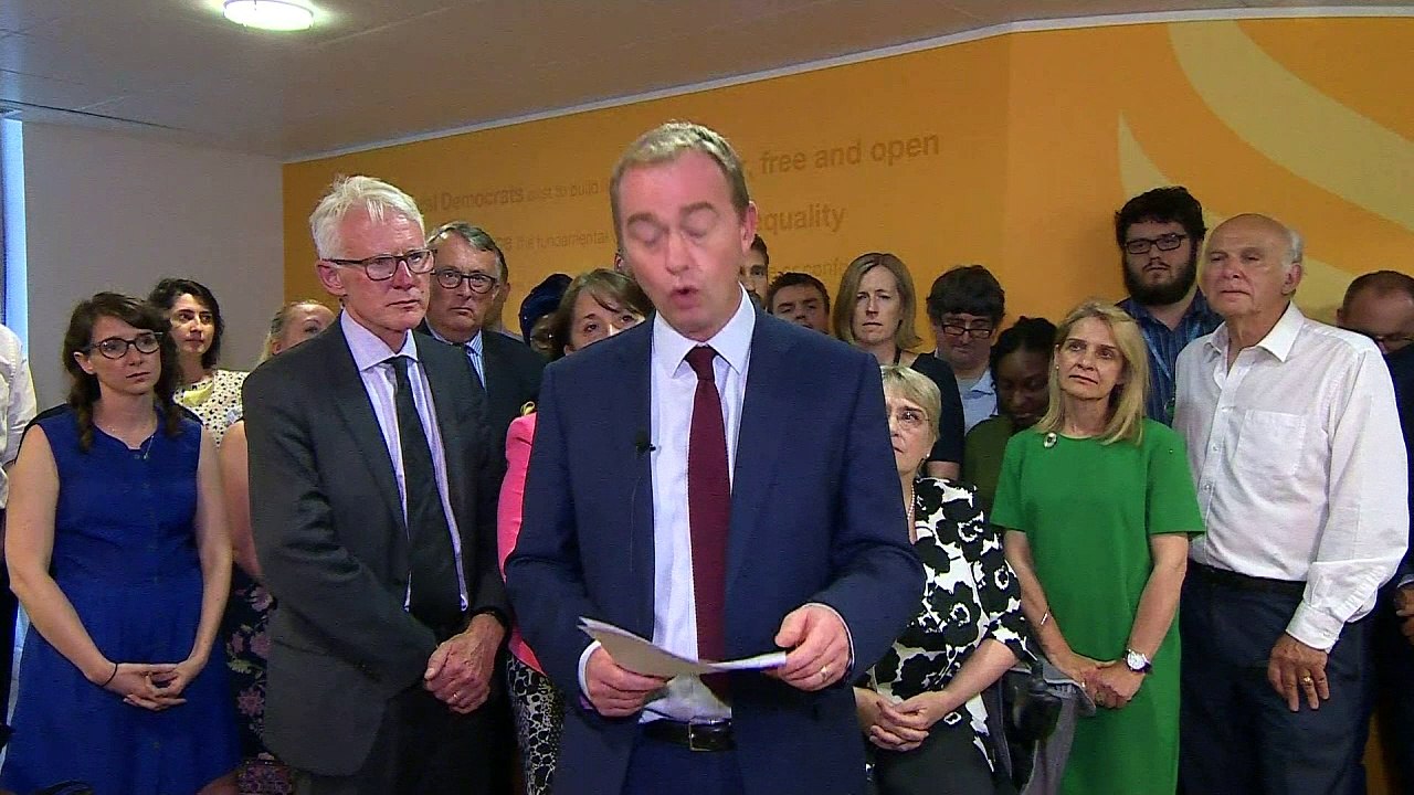 Full speech: Tim Farron resigns as Liberal Democrats leader