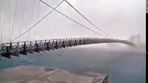 Saling Suspension Bridge dancing while facing heavy winds! Khaplu Baltistan
