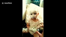 Baby covers herself in nappy cream while mum is not watching