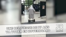 Une religieuse de 77 ans va voter en hoverboard