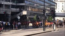Large number of horse riders in Blackfriars