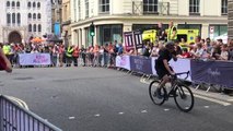 Old fashioned Penny Farthing bikes race through London