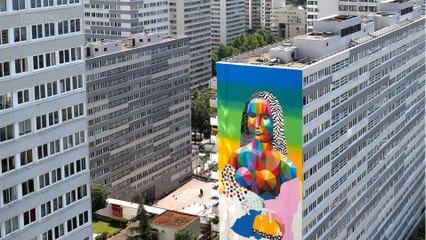 Street Art à Paris: une immense Joconde orne un immeuble