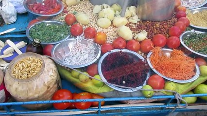 Street food noodle salad dressing vegetables India