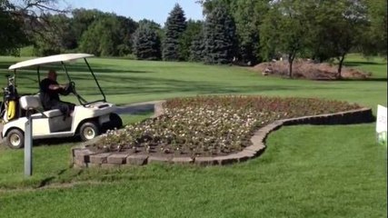 Ivre, il saute un parterre de fleur en golfette (Illinois)