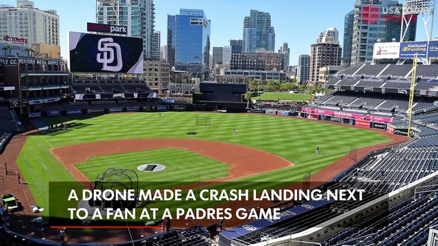Drone crash lands at MLB game
