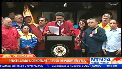 Vicepresidente de EE. UU. urge a condenar "el abuso de poder" en Venezuela