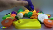 Learn names of fruits and vegetables with toy velcro Learn Colors with Cutting Fruit and V
