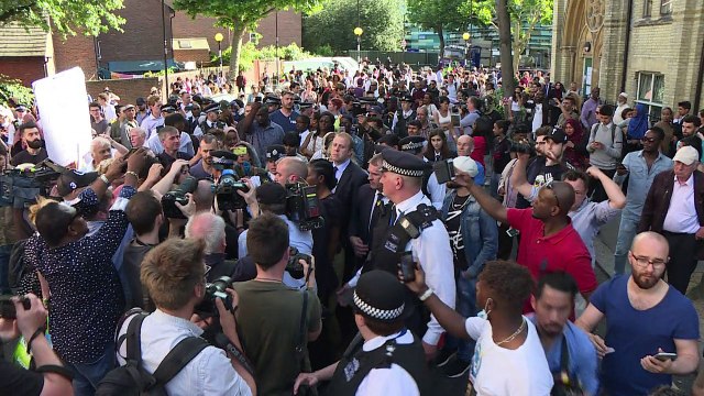 Angry mob greets Sadiq Khan as he visits London fire victims
