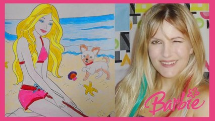 Coloring Pages BARBIE on Beach  l Videos for Children