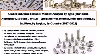 Global Industrial Fastener Market: (2017-2022) Analysis By Type, By End User, By Region, By Country