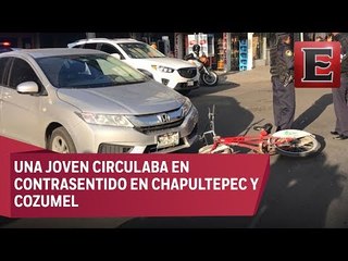 Automovilista atropella a ciclista en la colonia Roma