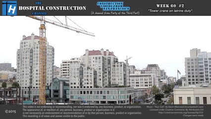 Tower crane on latrine duty  Dual-camera shots of construction tower crane at