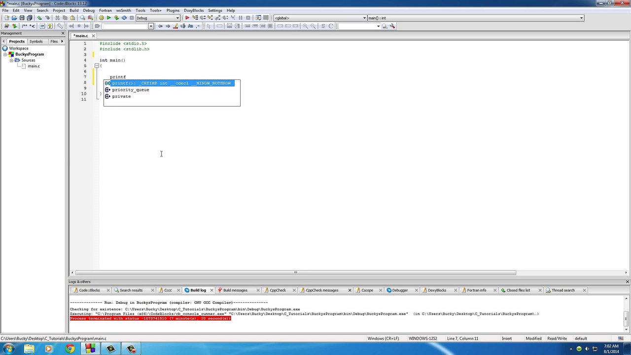 C Programming Tutorial - 4 - Print Text on the Screen