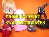 MASHA & THE BEAR & GIDGET SWAP THEIR DATES   LIGHTENING MCQUEEN SPIDERMAN Toys Kids Video