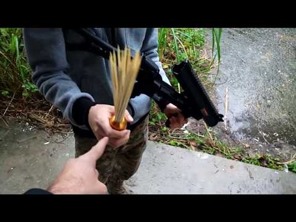 Grenade Launcher Stuffed with Chopsticks and Giving a Gangster Ice Cream