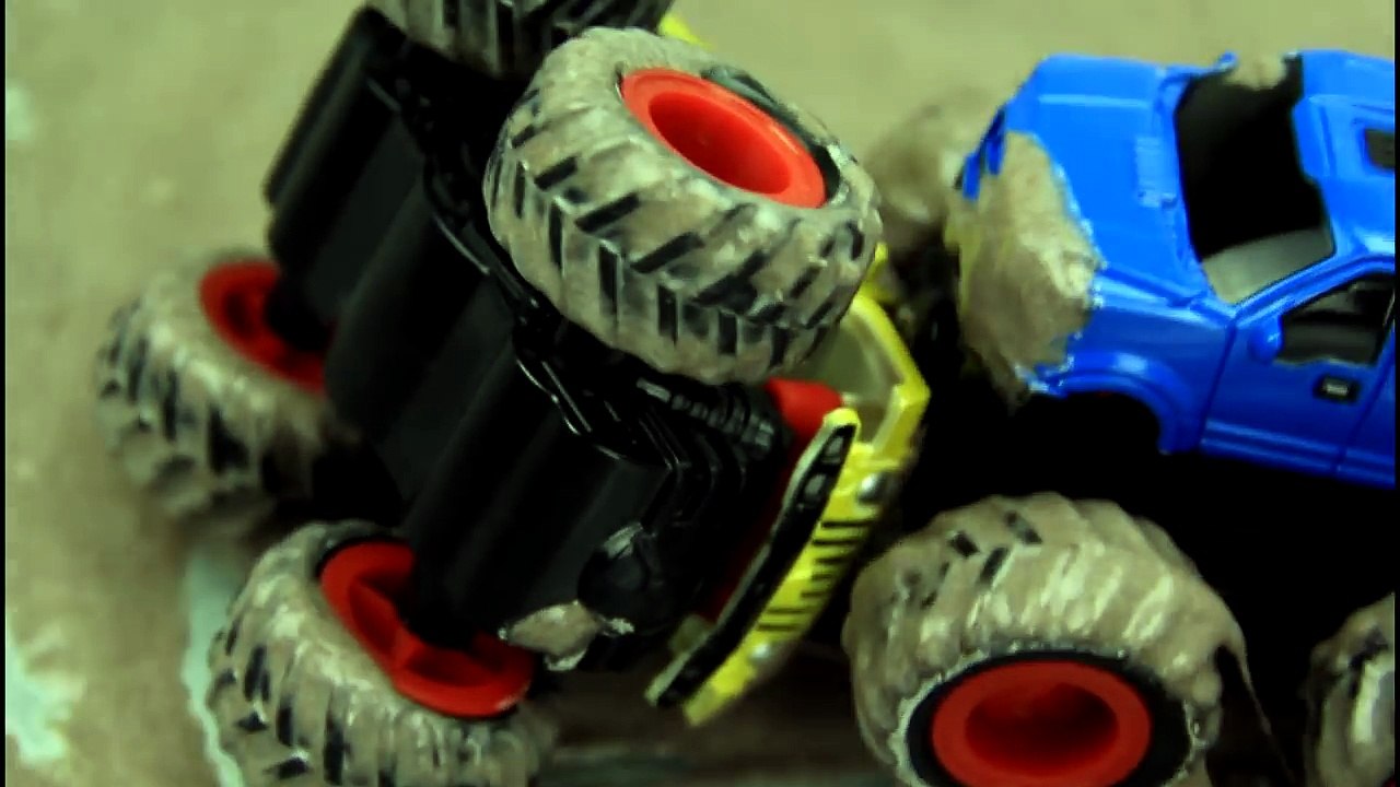 Monster truck stuck in the mud & Car wash Video For Kids