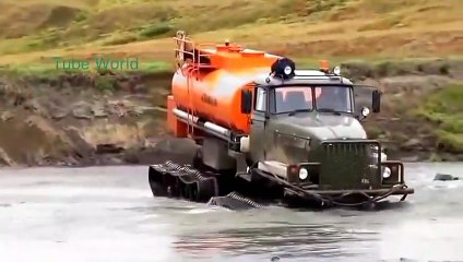 Extreme truck driving extreme river cross