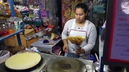 Bangkok Thailand Street Food -- $1 Crepe -