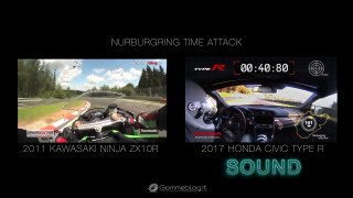 NURBURGRING RECORD Time Attack Car vs Motorcycle - 2017 Honda Civic Type R vs Kawsaki Ninja ZX10R