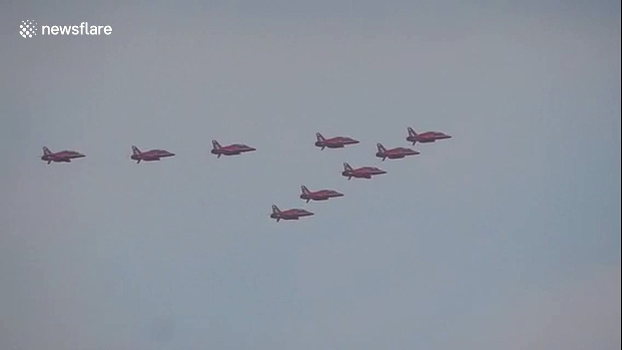 The Red Arrows perform flypast for Queen's birthday