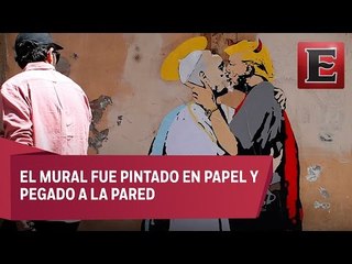 Polémico mural en Roma del papa Francisco besando a Trump